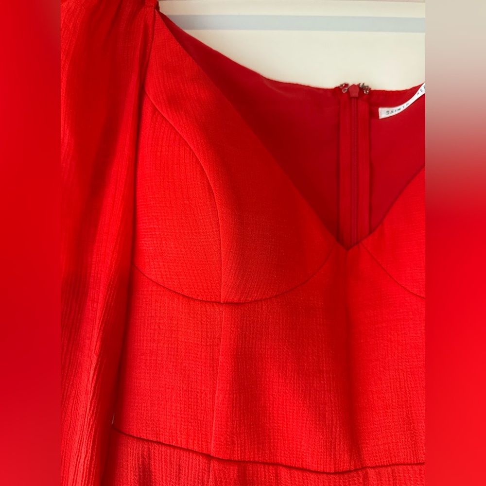 Elegant Red Women's Dress - Picture 3 of 10